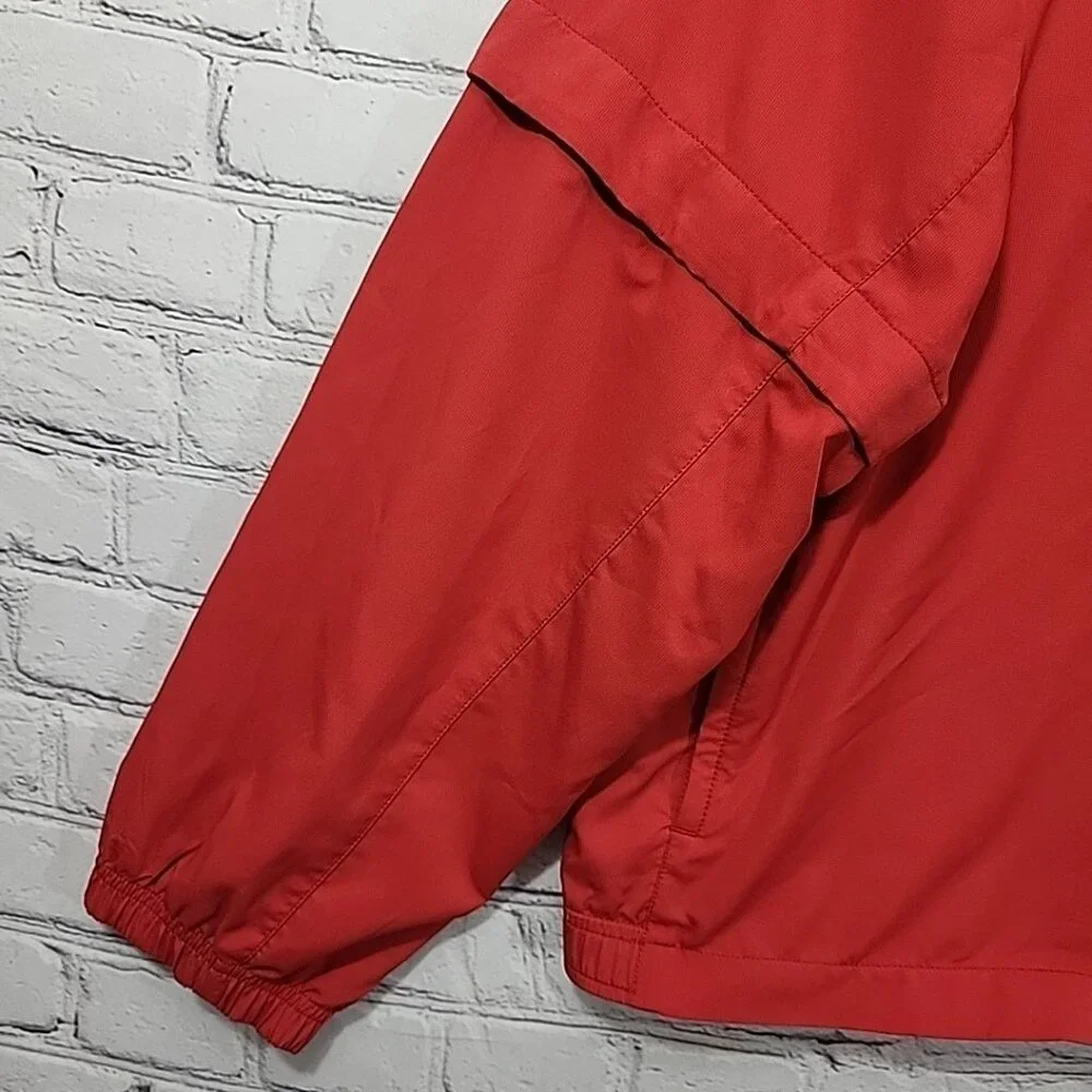 Adidas‎ ClimaProof Track Jacket Red Windbreaker Mens M Convertible Arms Pullover